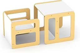 Junges - Conjunto Mesa e Cadeira Cubo Montessori - Em Madeira (MDF)