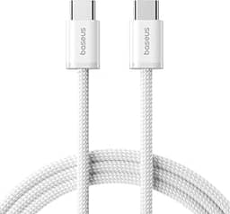 Cabo Baseus Dynamic 4 USB-C 100W 2m - Carregamento Rápido PD, Compatível com iPhone 15/16, Notebook, Tablet - Transferência 480Mbps, Chip Segurança, TPE Reforçado (Branco)