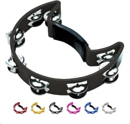 Pandeiro Meia Lua Profissional Pandeirola de Mão Colorida Instrumento Percussão Musical Em ABS (Preto)