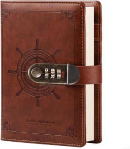Caderno Couro Com Trava Para Combinação, Diário de Viagem para Marinheiro, Agenda Pessoal, Organizador de Planejamento Como Presente Para Meninas, Meninos, Mulheres (marrom)