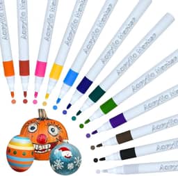 Canetinhas De Pintura De Tinta Acrílica Kit 12 cores, Caneta Acrilica Para Madeira, Vidro, Cerâmicas, Artesanato, Tecido, Plástico, Marcador Acrilico para Pintura, Acrylic Markers