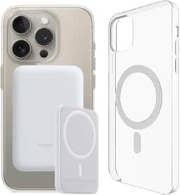 Carregador Portátil + Capa Magnética por Indução Compatível com Magsafe para iPhone 15, 15 Pro Max e 15 Plus (iPhone 15 Pro)