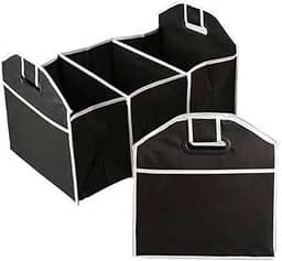 MADAGI Organizador dobrável de porta-malas de carro com vários bolsos, bolsa de armazenamento premium de grande capacidade, acessórios para carro, preto