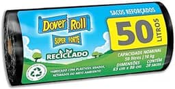 Dover-Roll Super Forte Reciclado 50L Preto, Rolo com 20 Sacos para Lixo