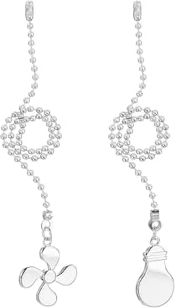 Generic Conjunto de extensores de corrente para ventilador de teto de 33 cm, corrente de puxar para ventilador de bola com contas prateadas com lâmpada decorativa e cabo de ventilador, comprimento