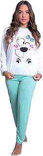Pijamas Longo Adulto Feminino Manga Comprida Inverno Fechado