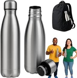Garrafinha Termica 1L 1 Litro Garrafa De Agua Inox Original Inoxidavel Frio Gelando Quente 24h academia trabalho escritorio casa oficina capa dupla