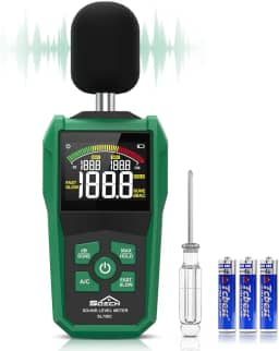 Decibelímetro, SQECH Medidor de Decibeis com Tela Retroiluminada Colorida, Medidor de Ruído com Ponderação A/C, Unidades dB/SONE, Resposta RÁPIDA/LENTA, Max/Min,Faixa 30-130dB, para Casa/Escritório