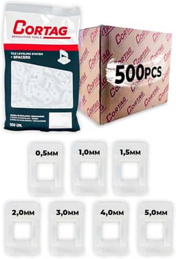 Espaçador Nivelador Tradicional C/500 Peças Cortag Para Porcelanato Piso Azulejo Cerâmica Profissional - (1MM)