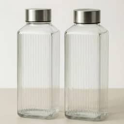 Kit 2 Garrafas De Vidro Para Geladeira Agua Suco Fresco Pratica Elegante (listrada)