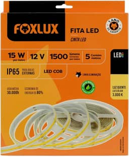 Fita LED Foxlux – COB - 15W – 12V – 3000K – 5m – LP65