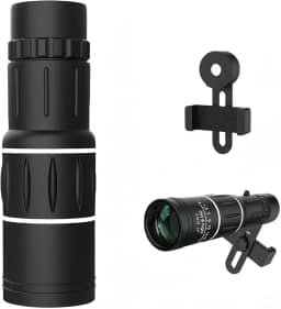Telescópio monocular de alta potência 16 x 52 para observação de pássaros, shows, viagens e fotografia – leve, óptico multirevestido para visualizações claras, suporte de telefone incluído