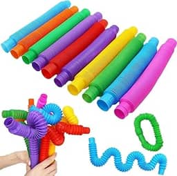 12 Poptubes Tubo Fidget Tube Toys Folding Pop It Cor Colorido Antistress