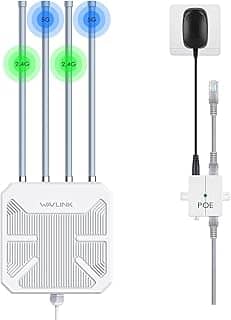 WAVLINK Roteador WiFi 6 Mesh para ambientes externos, ponto de acesso Wi-Fi de longo alcance com PoE, IP67 à prova d'água, extensor de sinal WiFi para Starlink, ao ar livre, casa, garagem e hotel