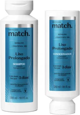 Kit O Boticário Match Liso Prolongado: Shampoo 300ml + Condicionador 250ml - Cabelos Lisos