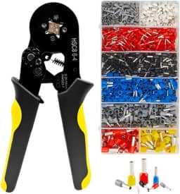 Alicate Crimpador Profissional com Kit de 1250 Terminais Tubulares e Ilhós (0,25-10 mm²) Ferramenta de Alta Precisão para Crimpagem de Cabos e Conectores