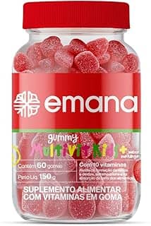 Emana Gummy Multivitkids, Suplemento Infantil em Gomas, Gummy Multivitamínico, Sabor Morango, 60 Gomas