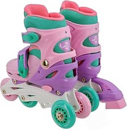 Patins Roller Infantil 3 em 1 Feminino 30-33 + Kit de Proteção