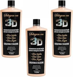 Selagem 3D Profissional – Kit 3×1000 ml | alinhamento dos fios, hidratação e brilho