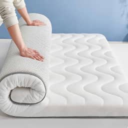 Colchão Futon com suporte de 5 zonas, conforto de sono luxuoso, suporte extra para as costas e quadril, enchimento de espuma viscoelástica branco (3 cm de espessura) 90 x 190 cm