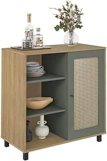 Buffet com porta de abrir e prateleiras CHARLOTTE cor Carvalho c/Menta - Artely