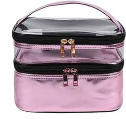 Necessaire Grande Viagem Divisória Maquiagem Make Cosméticos Bolsa Organizador Feminina Beleza Multiuso Frasqueira Bolsinha (Lilás)