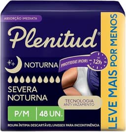 Plenitud Roupa Íntima Noturna para Incontinência P/M - 48 Un