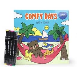 Comfy Days - Livro de Colorir com 4 Canetinhas
