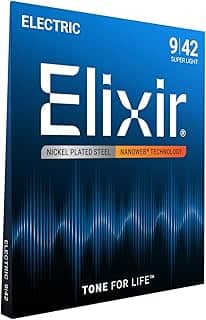 Encordoamento Para Guitarra .009 NANOWEB Super Light ELIXIR