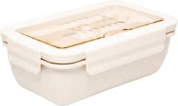 LYOR - Marmita Hermética com Talheres 1,1L Off White PP e Bambu