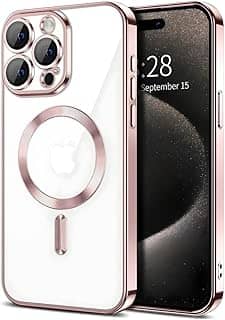 Capa Capinha Magnética Anti Impacto Luxo Case Slim Proteção Total Lente Câmera Premium Para iPhone (Rose, iPhone 14 Pro Max)