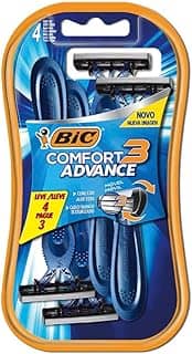 BIC Aparelho De Barbear Comfort 3 Advance Pele Normal Azul 3 Lâminas Fita Lubrificante 9298491 Leve 4 Pague 3