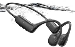 Fone de Condução Óssea Bluetooth 5.3, IPX8 À Prova D'água, 32GB Memória Interna, 8-10 Horas Bateria, para Natação e Esportes Aquáticos