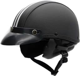 Capacete Coquinho Retrô BR101 Couro Sintético Com Pala - Meio Capacete Vintage Premium para Bike Elétrica, Scooter, Patinete e Skate
