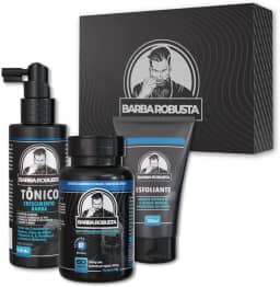 Barba Robusta Kit Start Crescimento + Tônico + Cápsula + Esfoliante Barba Robusta Produtos para Acelerar o Crescimento da Barba