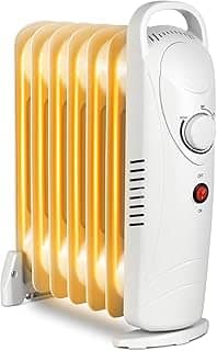 LifePlus Aquecedor pequeno a óleo, aquecedor de ambiente radiante portátil com economia de energia, segurança contra superaquecimento, aquecedor pessoal de 700 W, silencioso, trabalho para quarto de
