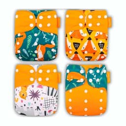 Kit 4 Fraldas Ecológicas de Pano Premium + 4 Absorvente 6 Camadas