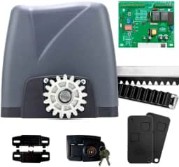 Kit Motor Portão Rossi DZ Nano Turbo 600Kg 1/4 Deslizante Automático de Correr Eletrônico Com Abertura Rápida com 4 Metros de Cremalheira (220v)