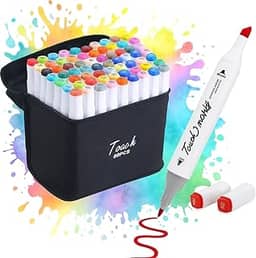 Caneta Marcador Touch 60 Cores Para Colorir Desenho Conjunto De Canetinhas Pontas Duplas Codificados por Cores Vivas para Pintar Bobbie Goods