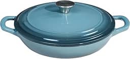 Flavehc Braiser Panela de ferro fundido esmaltado 2,25 qt com tampa Slateblue caçarola rasa de ferro fundido com alças