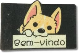 Tapete Capacho Decorativo Pets, 60x40cm, Poliéster Emborrachado, Antiderrapante, Para Porta de Entrada (CACHORRRO PLAQUINHA)