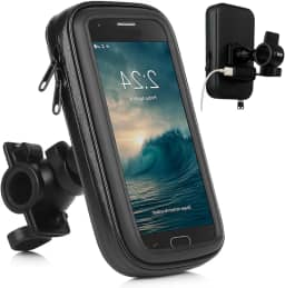 Suporte de Celular para Moto e Bike Impermeável Com Carregador USB Universal 360° Rotação com Touch Screen Sensível, Fixação Segura no Guidão, Ajustável para GPS e Smartphones até 6,5 Polegadas