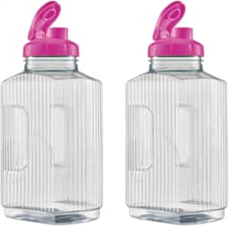 2 Jarra Garrafa De Água Suco Geladeira Tampa Higiênica 1,7l (Rosa)