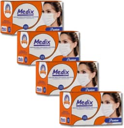 Kit 4 Caixas Máscara Descartável Tripla Proteção com Filtro e Clipe de Ajuste Nasal Com Elástico – Total 200 Unidades