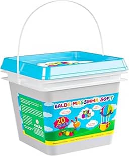 UTIGUTI Massinha Soft, Massa para Modelar Colorita em Salsichinhas de 50g, Balde de 40 Unidades, 20 Cores