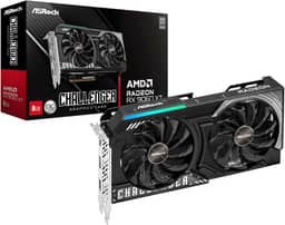 ASRock Placa gráfica Radeon RX 9060 XT Challenger 8GB GDDR6 OC | Boost de 3290 MHz | Ventilador duplo | Refrigeração 0dB | Placa traseira de metal | PCIe 5.0 | DisplayPort 2.1a, HDMI 2.1b