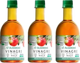 Kit 3 Vinagre Maça Orgânico Acidez Acética 4% Almaromi 400ml