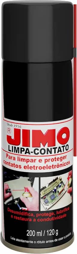 JIMO Limpa Contatos Eletro Eletrônicos Remove Graxas Óleos Sujeira Contaminantes Desumidifica Protege e Lubrifica Partes Metálicas Sem Danos Aerossol 200ml