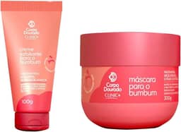 Kit Clareador para o Bumbum Corpo Dourado Clinic+ | Esfoliante 100g + Máscara 300g | Clareamento, Hidratação e Uniformização da Pele dos Glúteos | Com Niacinamida, Dolomita e Argila Branca