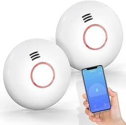 Jemay Alarme de fumaça Wi-Fi recebe alertas com aplicativo, detector de fumaça inteligente sem fio com função de autoverificação, alarme de incêndio com sensor fotoelétrico, bateria substituível, WiFi